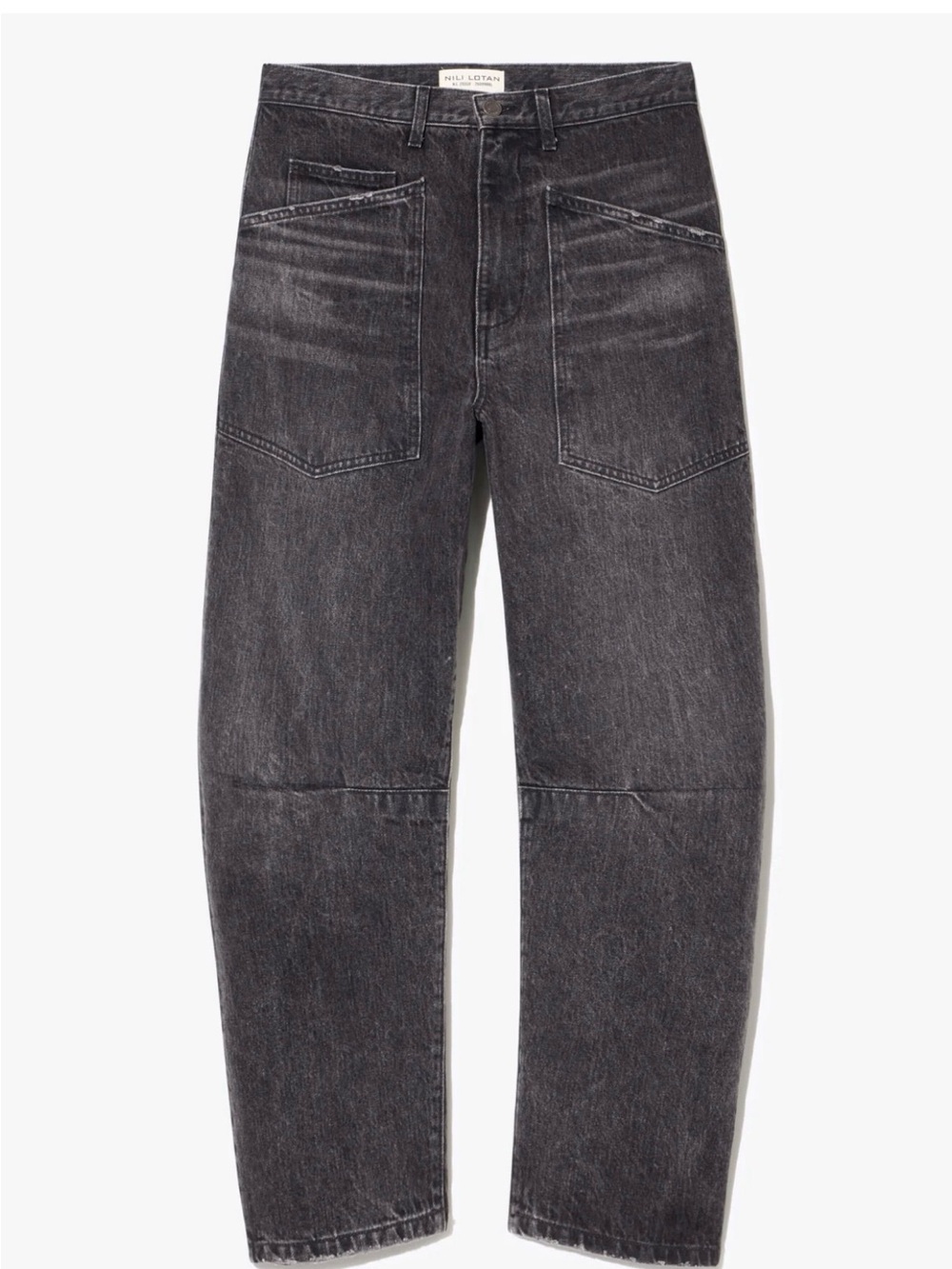 Nili Lotan Washed Black Cropped Relaxed Jeans